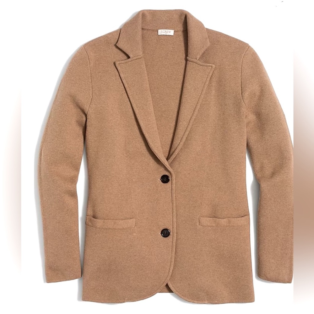 J. Crew Tan Lightweight Jacket with Notched Lapels and Tailored Style
